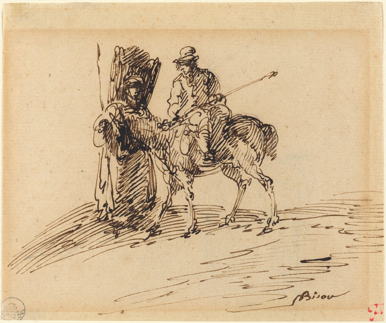 Jezdec s rolníkem od Giuseppe Bernardino Bison