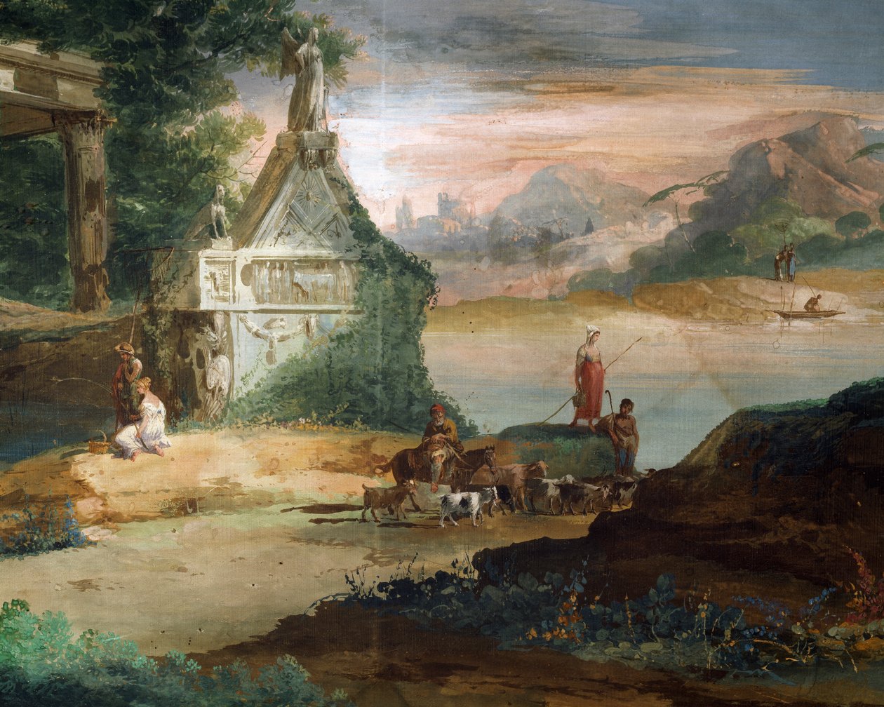 Pastýři v imaginární krajině, Giuseppe Bernardino Bison (1762-1844) od Giuseppe Bernardino Bison