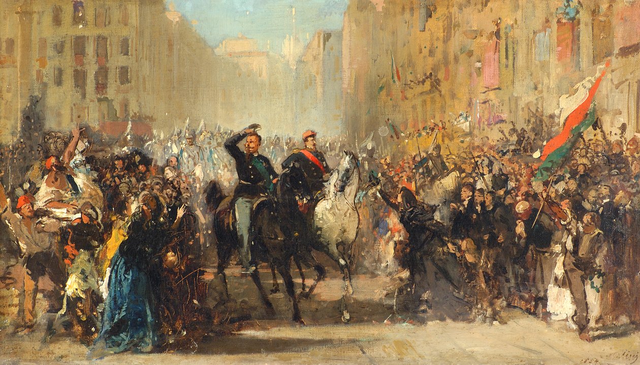 Vstup Napoleona III a Vittoria Emanuela II do Milána, 8. června 1859 od Giuseppe Bertini