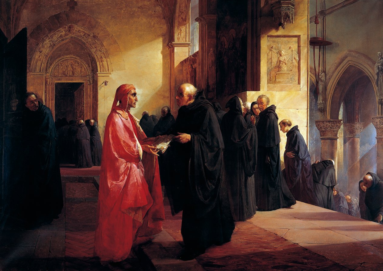 Setkání Danta (1265-1321) a Fra Ilaria od Giuseppe Bertini