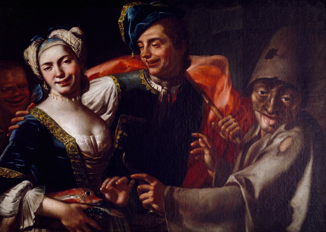 Neapolské masky, od Giuseppe Bonita (1707-1789), olej na plátně. od Giuseppe Bonito