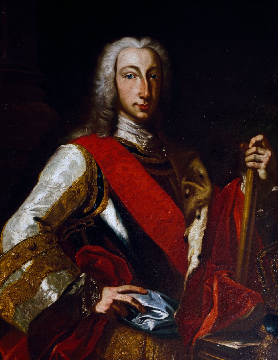 Portrét Karla III. Bourbonského (1716-1788), španělského krále, později Karla VII. jako neapolského krále, obraz od Giuseppe Bonita (1707-1789) od Giuseppe Bonito