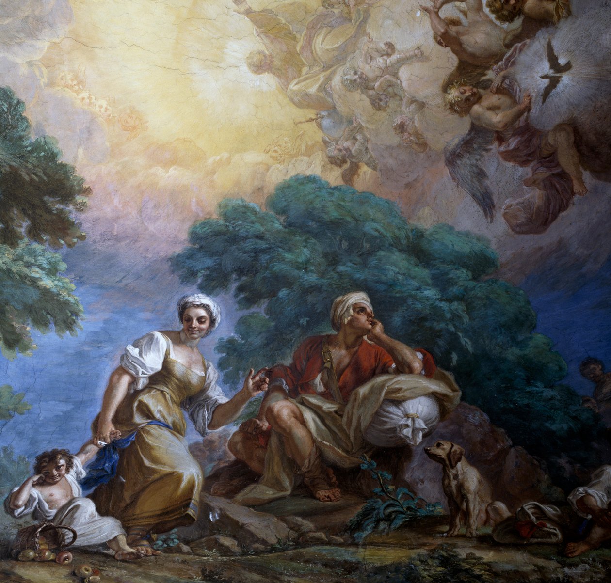 Návštěva, Giuseppe Bonito (1707-1789), freska, královský palác Portici, Kampánie, Itálie od Giuseppe Bonito