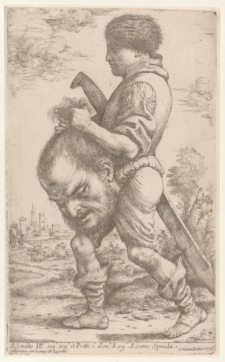 David nesoucí hlavu Goliáše, kterou drží za vlasy, 1620-30. od Giuseppe Caletti