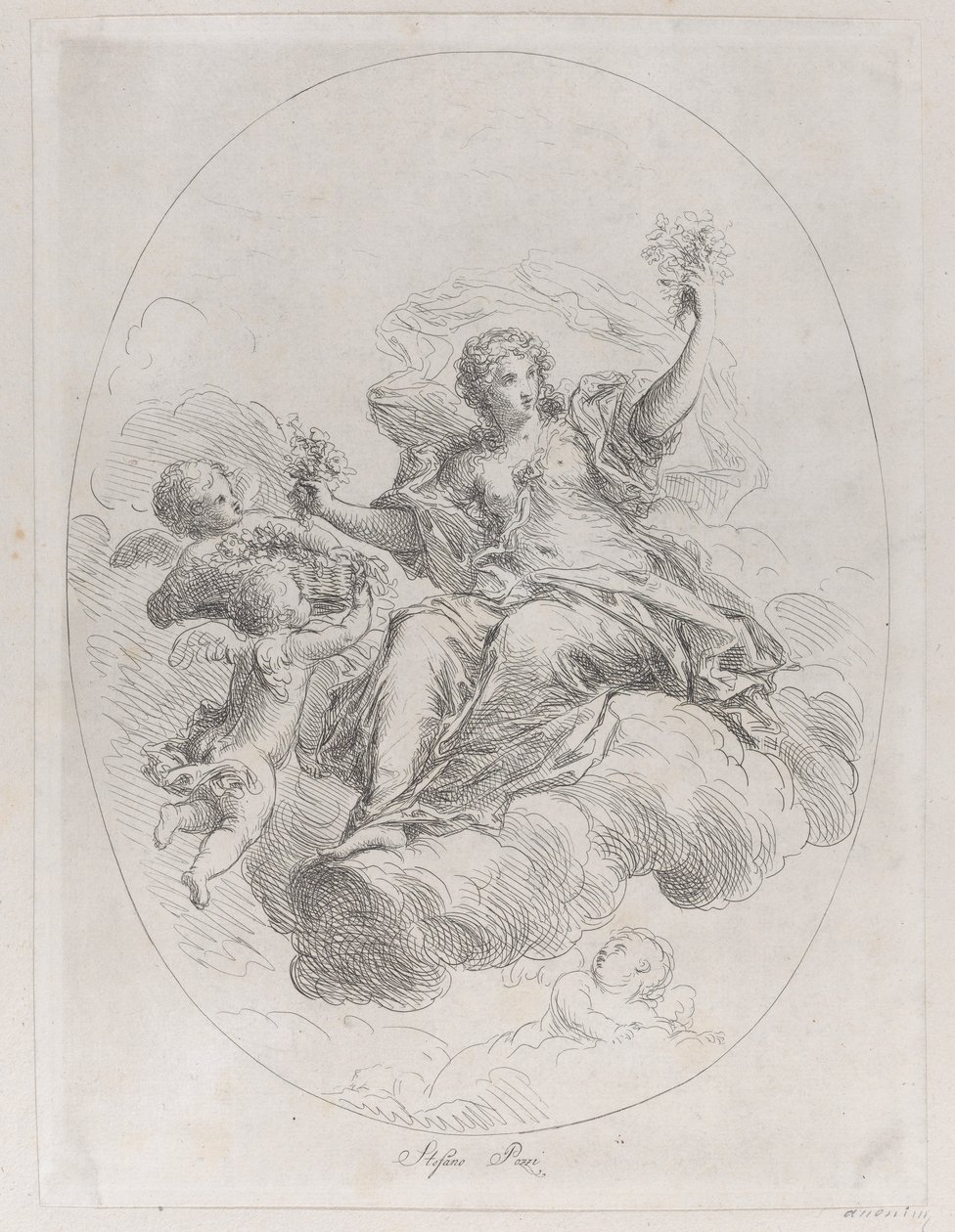 Alegorická postava na obláčku s putti, podle Stefana Pozziho, ca. 1745-1802. od Giuseppe Canale