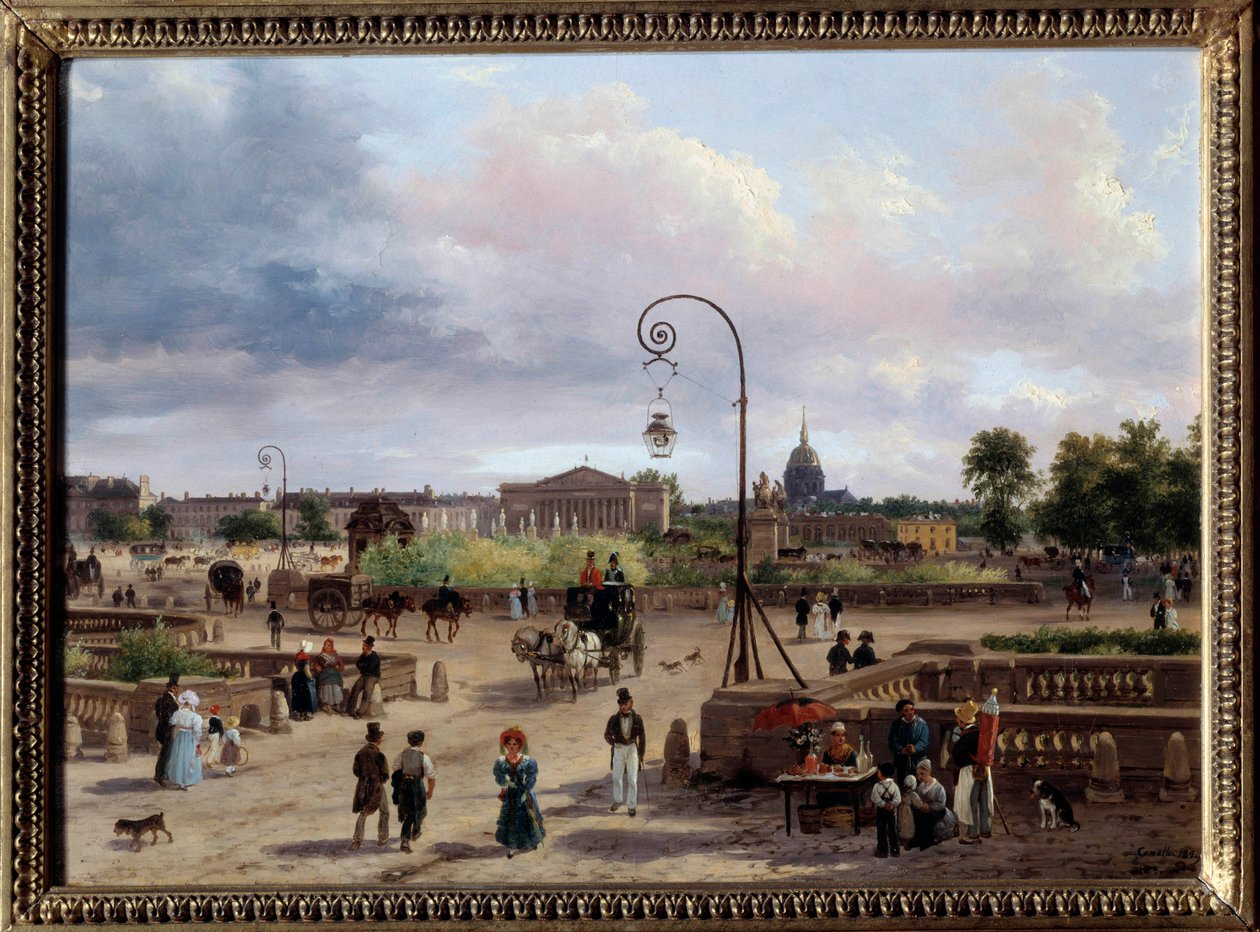 Pohled na Place Louis XVI (současné Place de la Concorde) Obraz Giuseppe Canella (1788-1847) 1829 Sun. 0,29x0,4 m Paříž, Musee Carnavalet od Giuseppe Canella