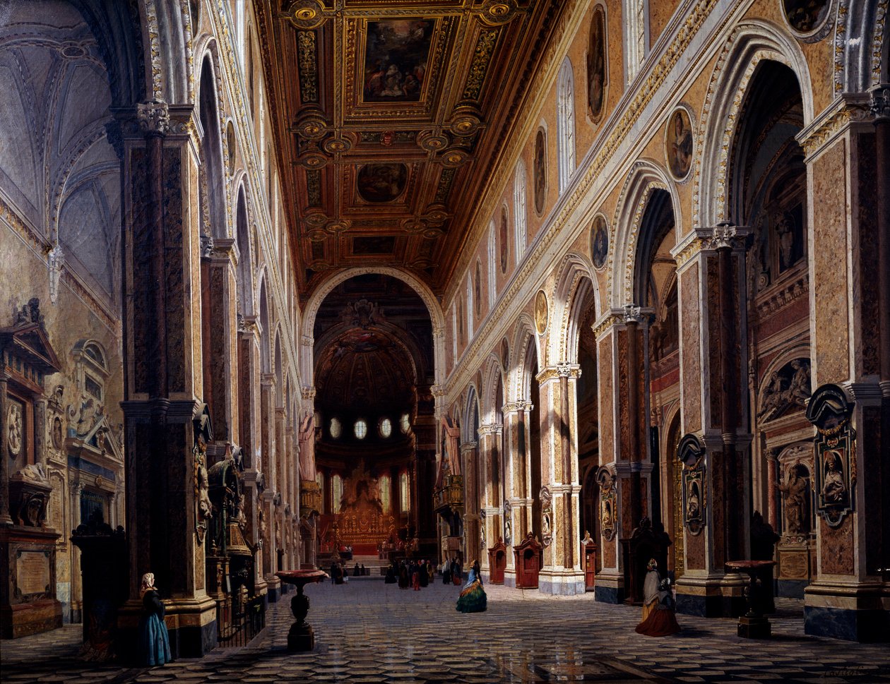 Interiér neapolské katedrály od Giuseppe Castiglione