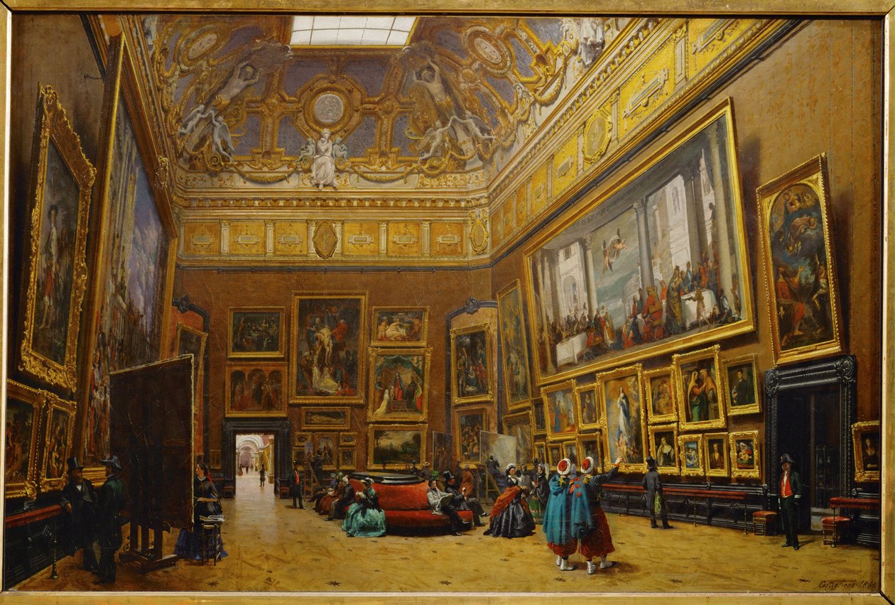 Salon Carre v muzeu Louvre... od Giuseppe Castiglione