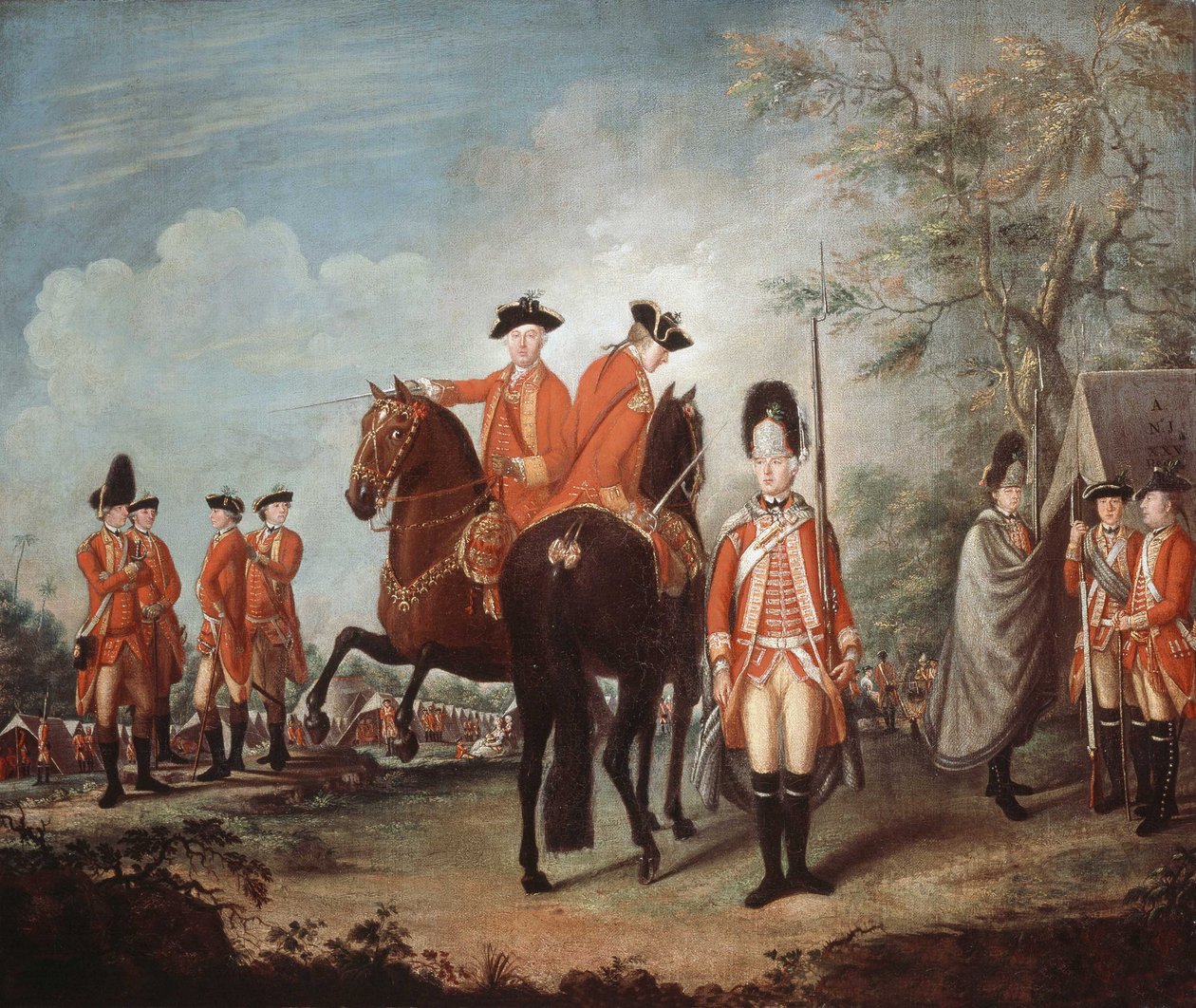 Dva koně pluku, 25. pěší pluk, Menorca, kolem roku 1769 (olej na plátně) od Giuseppe Chiesa