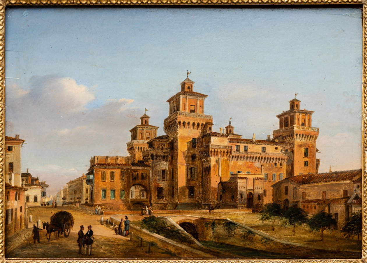 Ferrarský hrad (olej na desce) od Giuseppe Chittò Barucchi