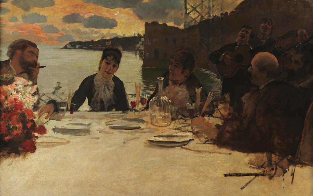 Italština:  Pranzo a Posillipo Oběd v Posillipo od Giuseppe de Nittis