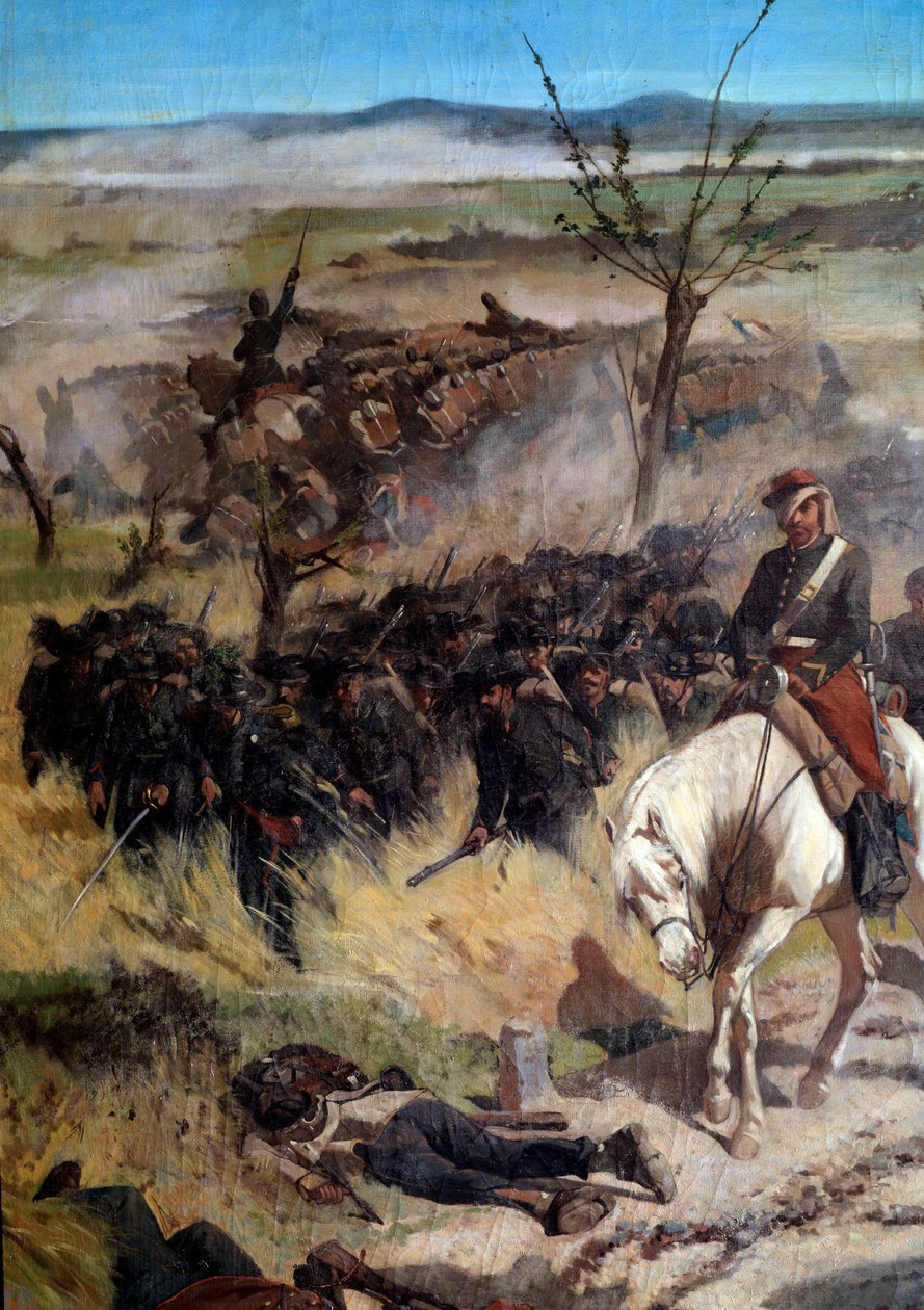 Detail italského tábora z bitvy u Magenty v roce 1859 (olej na plátně od Giuseppe Fattori