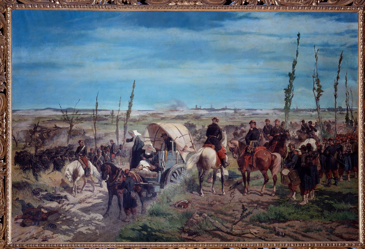 Italský vojenský tábor v bitvě u Magenty v roce 1859 (olej na plátně od Giuseppe Fattori