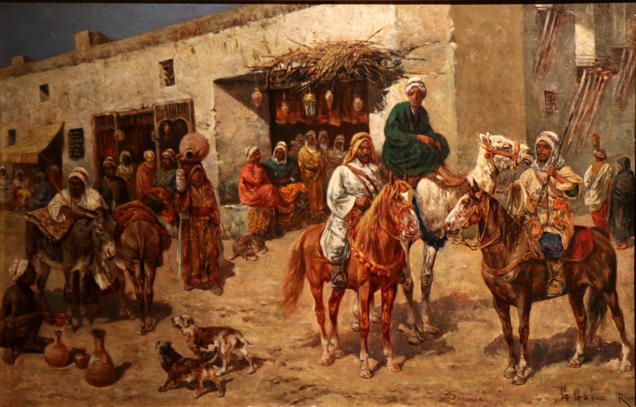 Jezdci před obchodem s použitým zbožím. od Giuseppe Gabani