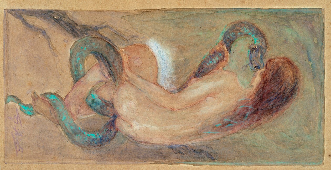 Eve Watercolor od Giuseppe Giglioli (1881-1930) Rozměr 11x23 cm Genes, Galerie moderního umění, inv 0163 od Giuseppe Giglioli