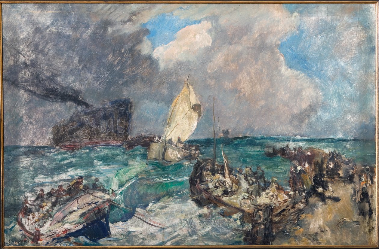 Vylodění srbské armády (olej na překližce) od Giuseppe Graziosi