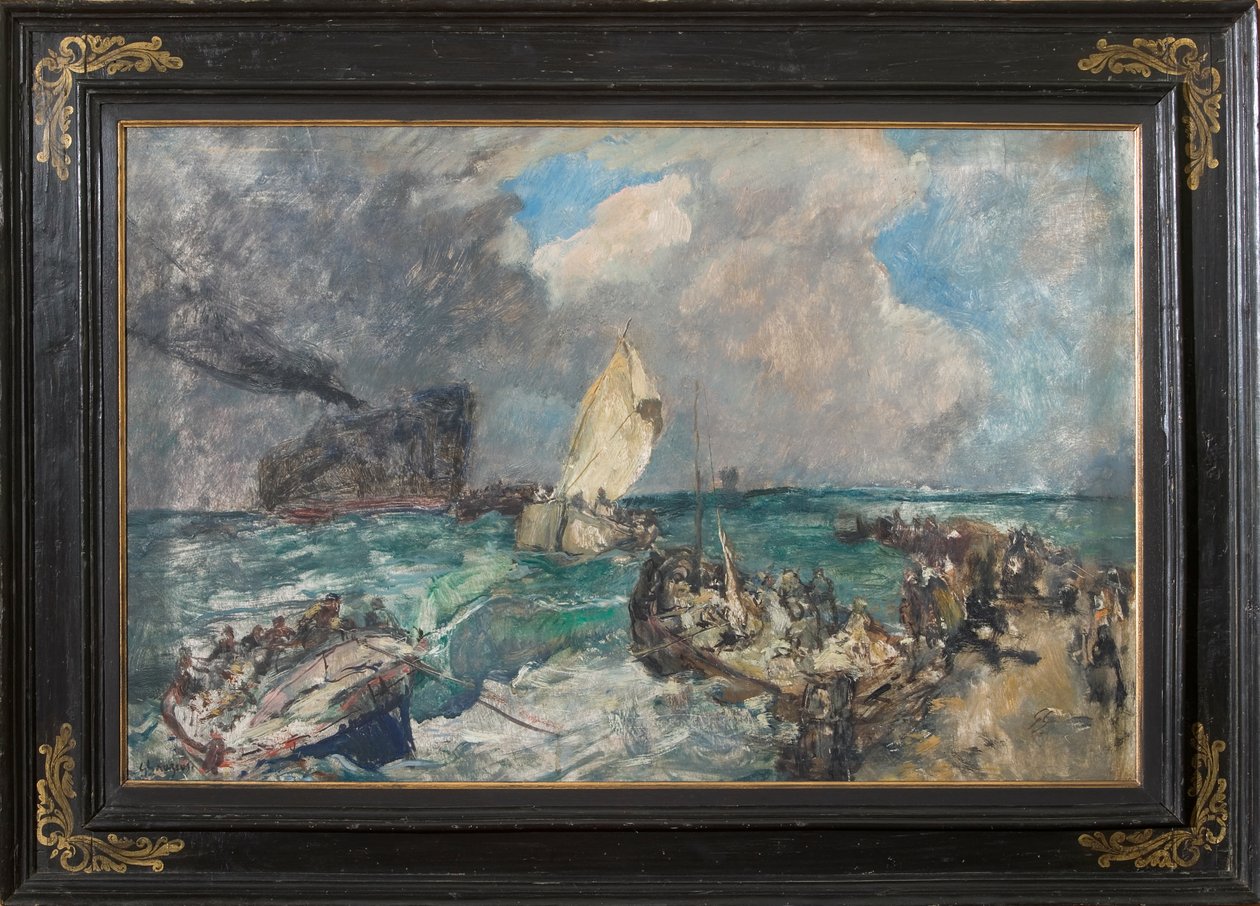 Vylodění srbské armády (olej na překližce) od Giuseppe Graziosi