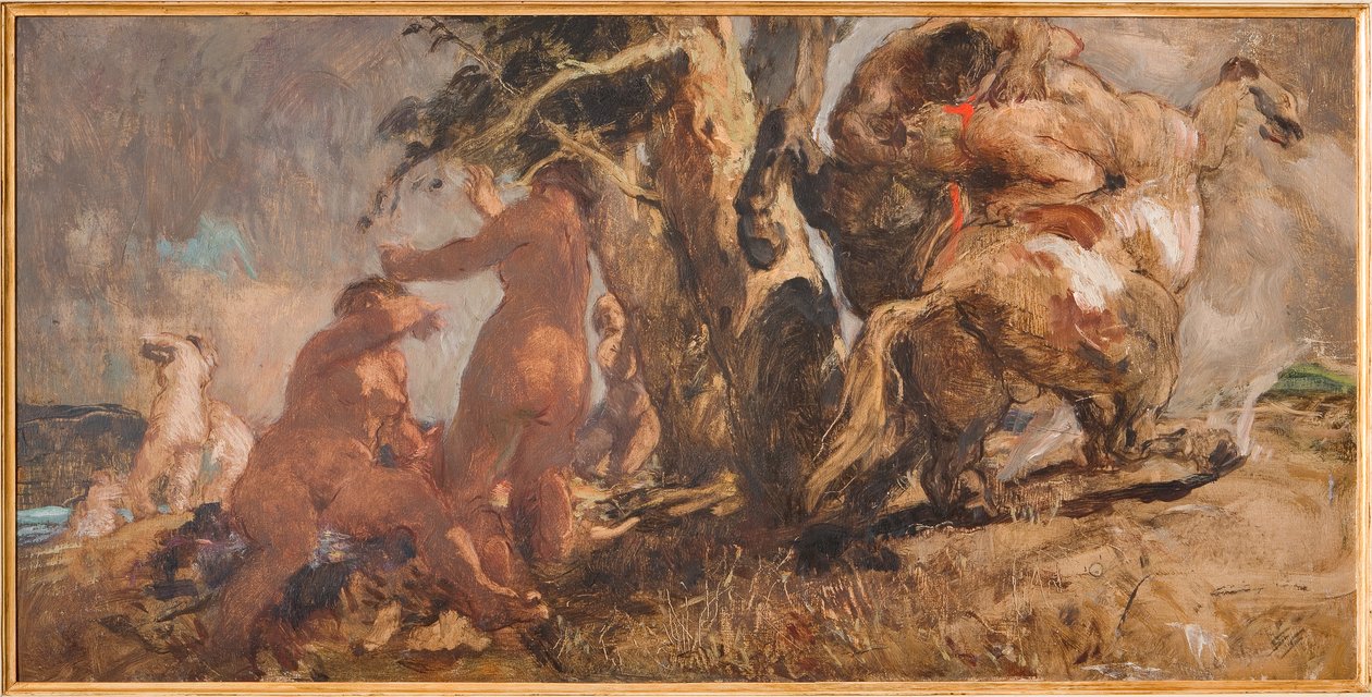 The Lathers and a Kentaur (olej na překližce) od Giuseppe Graziosi