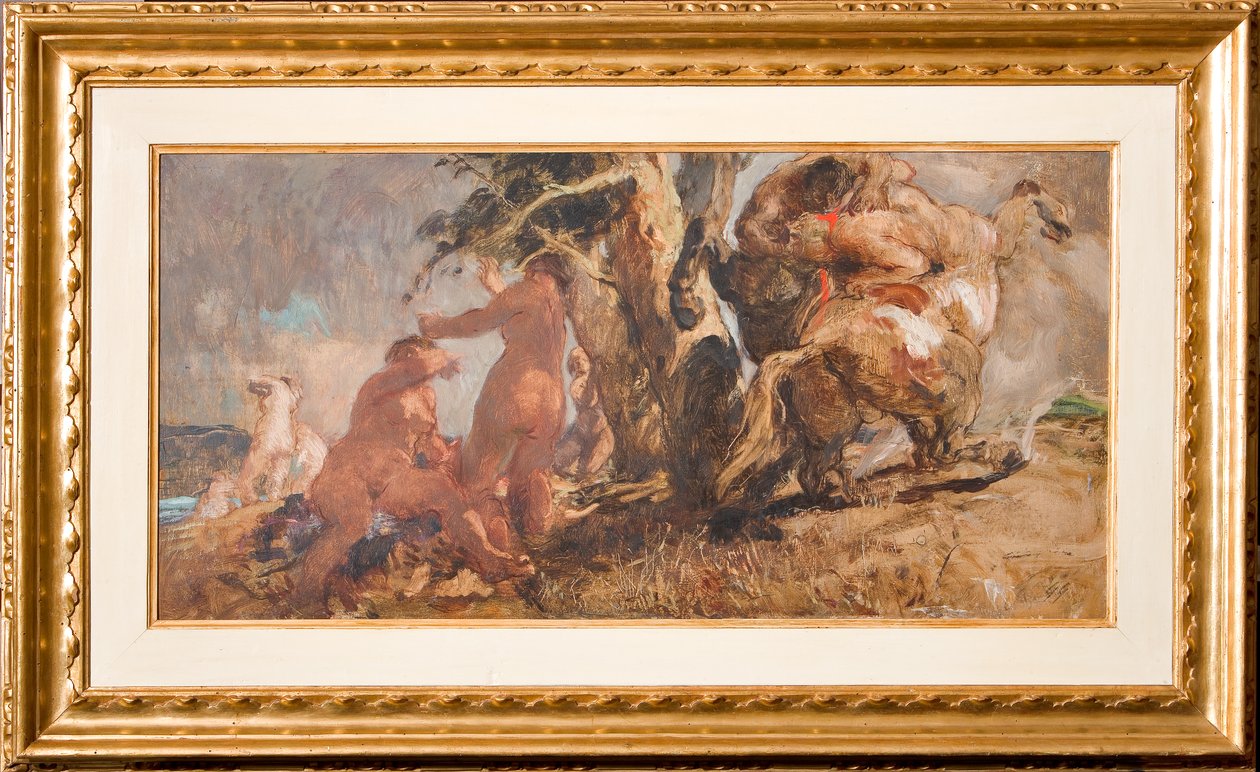 The Lathers and a Kentaur (olej na překližce) od Giuseppe Graziosi
