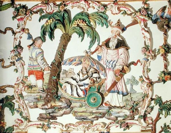 Salon Chino (čínský pokoj), detail zdi, 1769 (porcelán) od Giuseppe Gricci