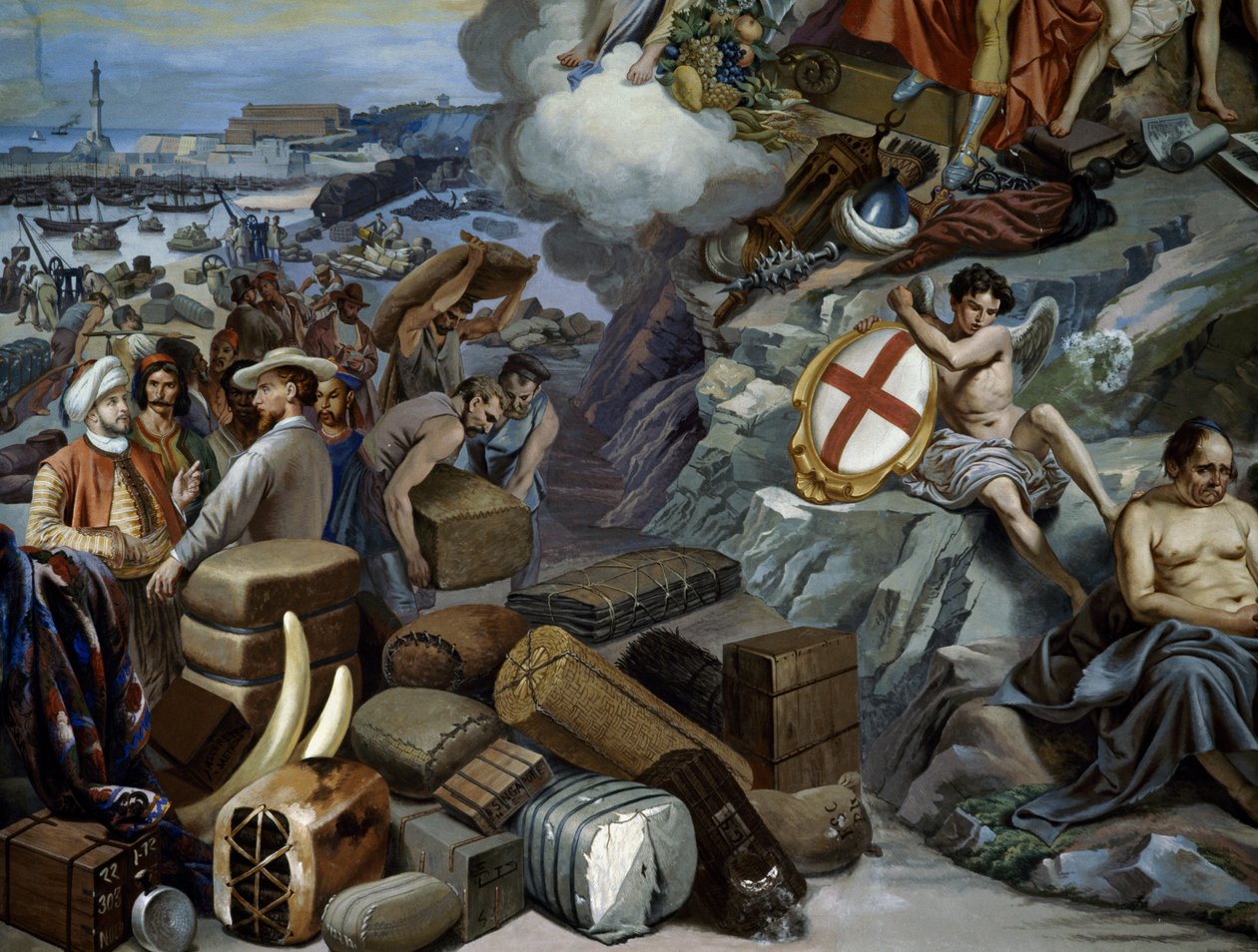Ligurský obchod, obraz Giuseppe Isola (1808-1893), Itálie od Giuseppe Isola