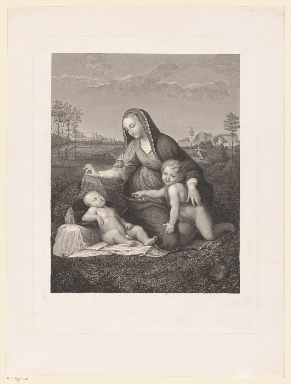 Marie s dítětem a mladý Jan Křtitel v krajině Madonna del Velo od Giuseppe Longhi