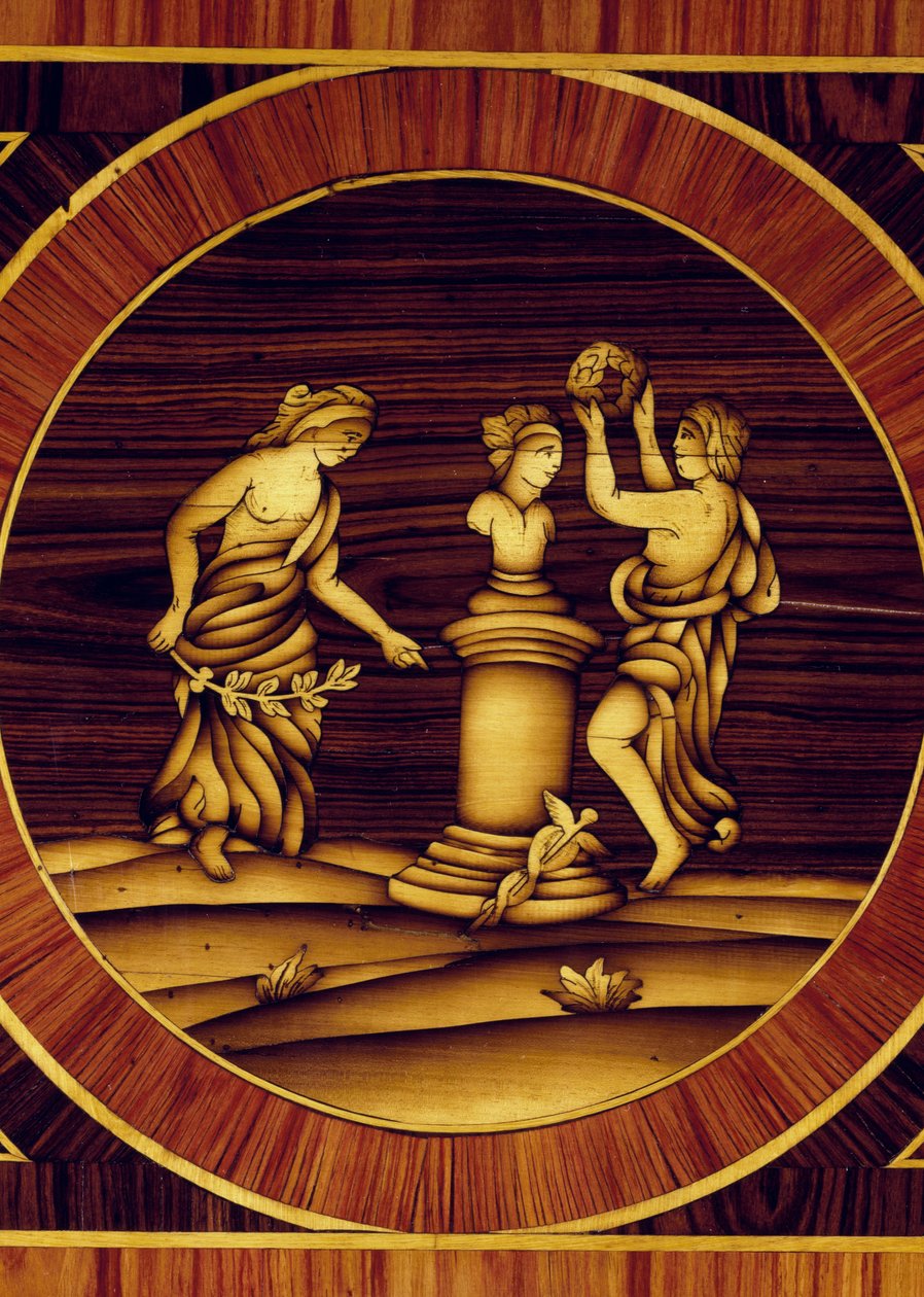 Smiřující rituál u Herma Merkura, detail z komody z ořechu, javoru, buxusu, olivy, růže a růžového dřeva, Giuseppe Maggiolini (1738-1814), Itálie od Giuseppe Maggiolini