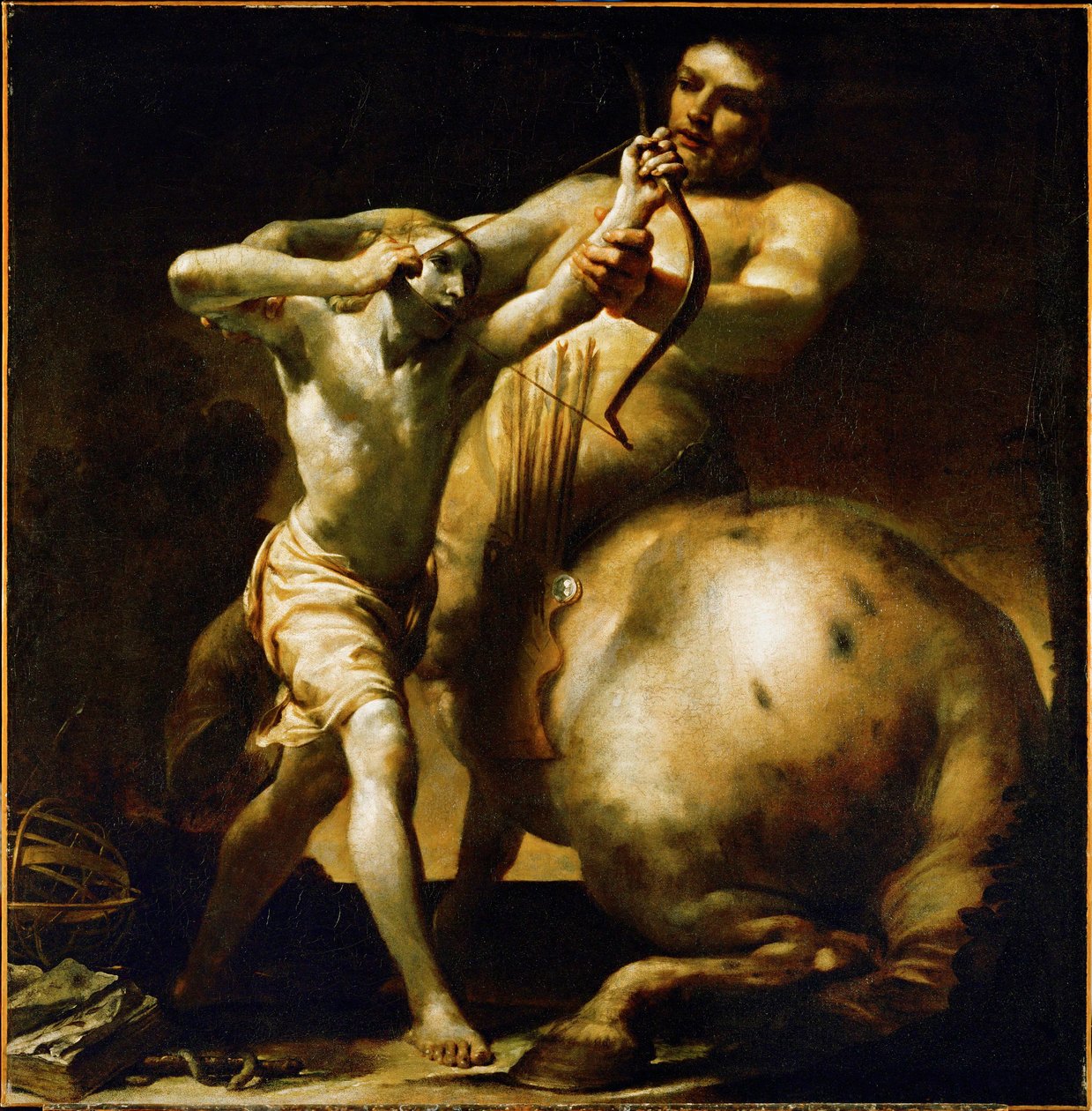 Kentaur Chiron učí mladého Achilla lukostřelbě... (olej na plátně) od Giuseppe Maria (1665 1747) Crespi