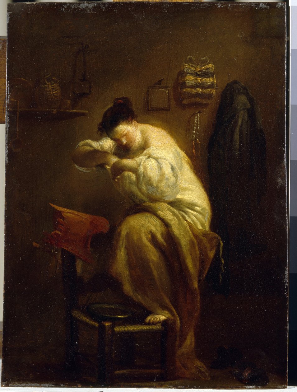 Žena hledá blechy. (Žena hledá blechy). Obraz Giuseppe Maria Crespi (1665-1747), olej na plátně, kolem roku 1710. Italské umění (Bologna) od Giuseppe Maria Crespi
