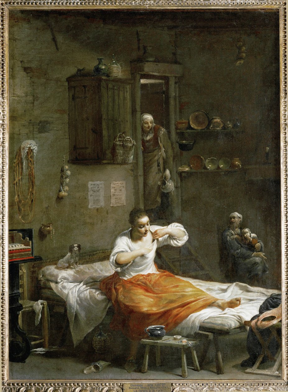 La femme a la puce - Hledání blech ... od Giuseppe Maria (1665 1747) Crespi