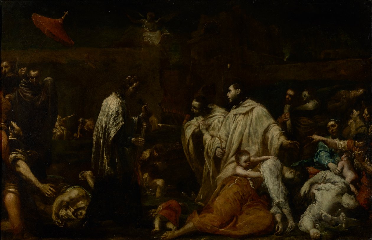 Blahoslavený Bernard Tolomei se přimlouvá za zastavení moru v Sieně, kolem roku 1735 (olej na mědi) od Giuseppe Maria Crespi