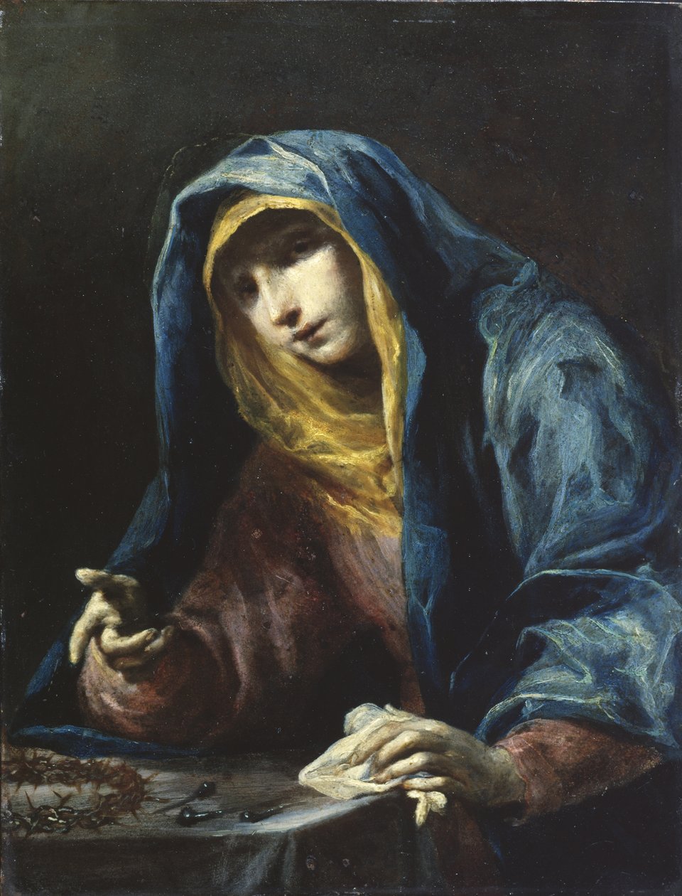 Panna Maria s nástroji umučení, kolem 1730 (olej na mědi) od Giuseppe Maria Crespi