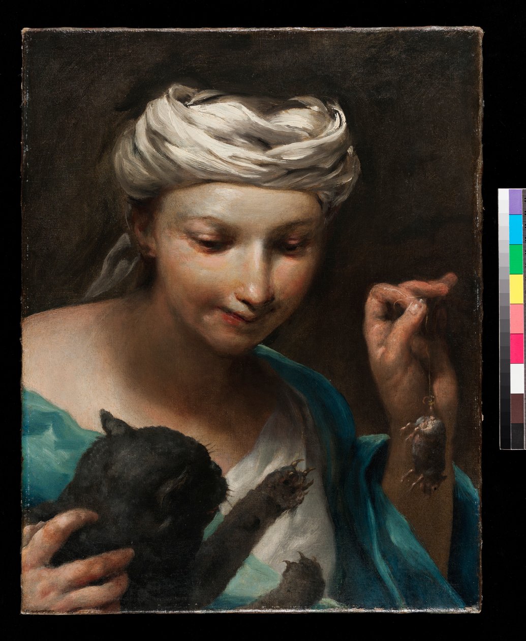Dívka s kočkou, před 1747 od Giuseppe Maria Crespi