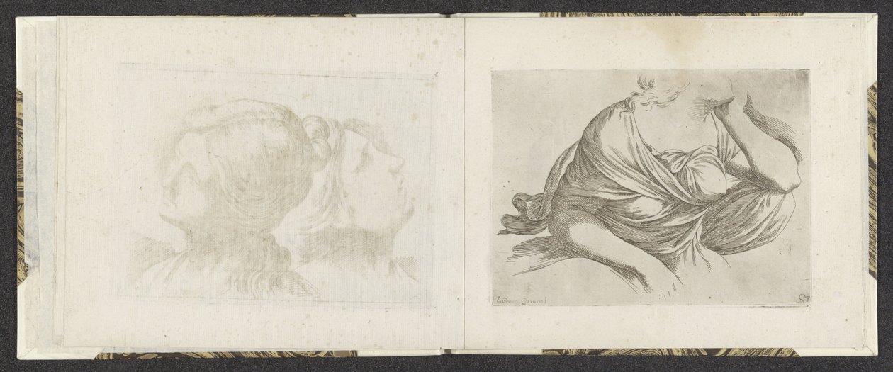 Horní část těla ženy Příklady kreslení (název série) Mitelli hlubotisk (název série) od Giuseppe Maria Mitelli