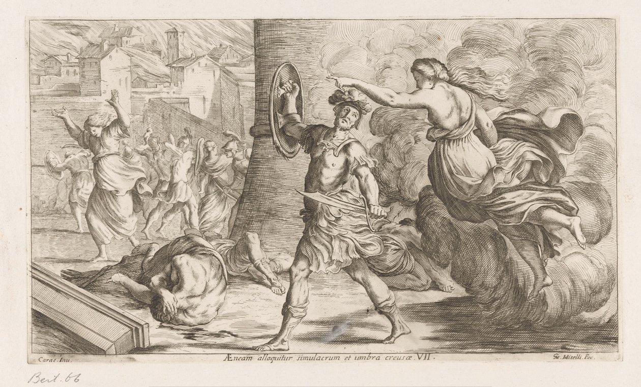 Geest van Creüsa verhitt aan Aeneas Aeneas je osloven obrazem a stínem prohlubně (titul na předmětu) Omzwervingen van Aeneas (název série) L