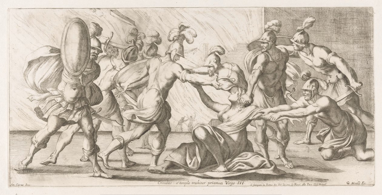 Řecká sleuren Cassandra uit de tempel Vlasy: Priamea Virgo je přitahována ke chrámu (titul na předmětu) Omzwervingen van Aeneas (název série) L