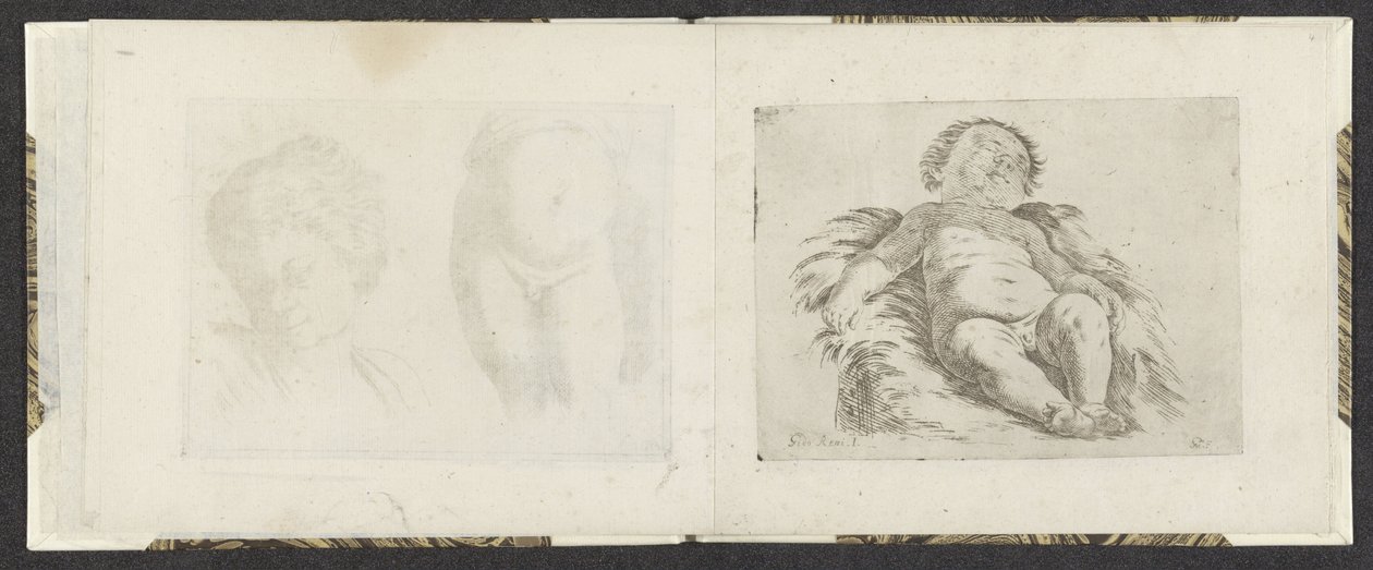 Ležící nahé dítě Příklady kreslení (název série) Mitelli hlubotisk (název série) od Giuseppe Maria Mitelli