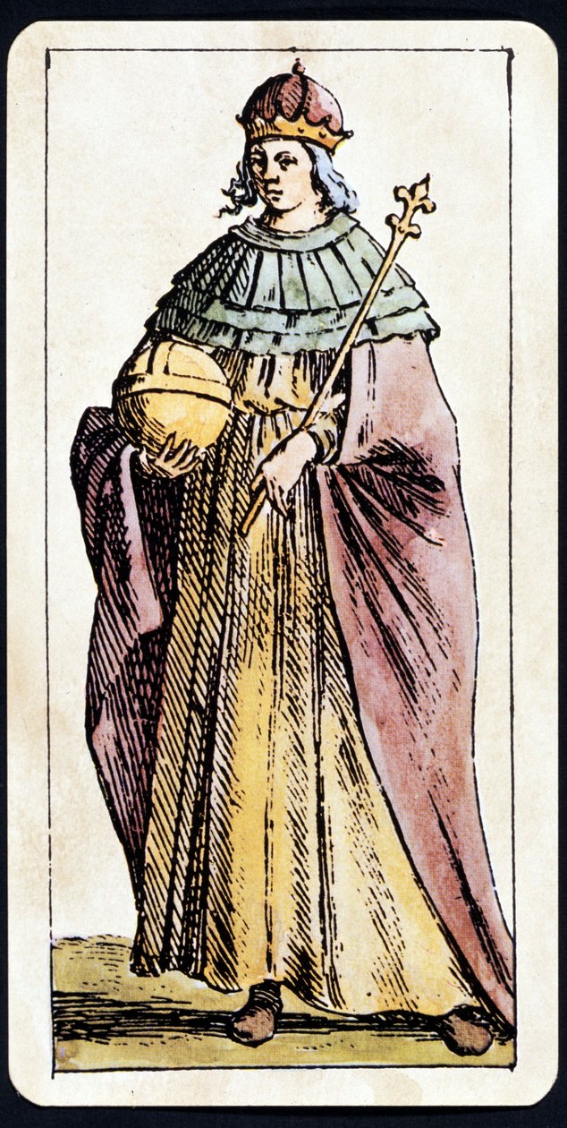 Papesse Jeanne zobrazená na rukopisu hry Tarot od C.M.Mitelliho od Giuseppe Maria Mitelli