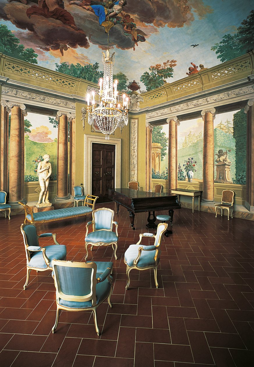 Fresky namalované v letech 1777-1778 Giuseppe Maria Terreni (1739-1811) v Pokoji čtyř ročních období, Villa del Poggio Imperiale (Villa of Imperial Hill), Florencie, Itálie od Giuseppe Maria Terreni