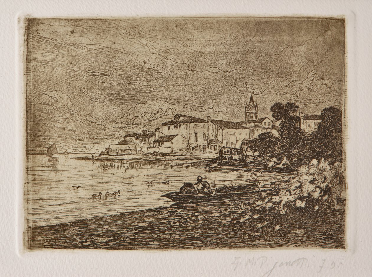 Benátská laguna (lept a akvatinta na bílém papíře) od Giuseppe Miti Zanetti