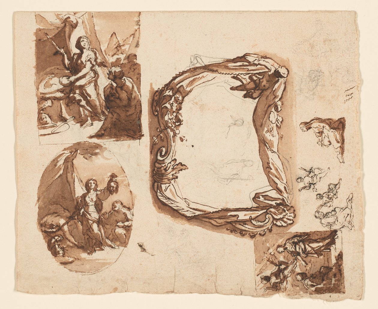 Judith a Holofernes a další studie (recto); Diana a Endymion (verze) od Giuseppe Nicola Nasini