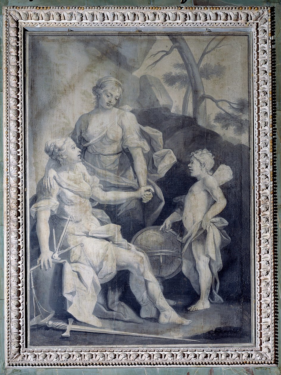 Génius národa se spravedlností a mírem (Monochromatická kresba od Giuseppe Paganelli