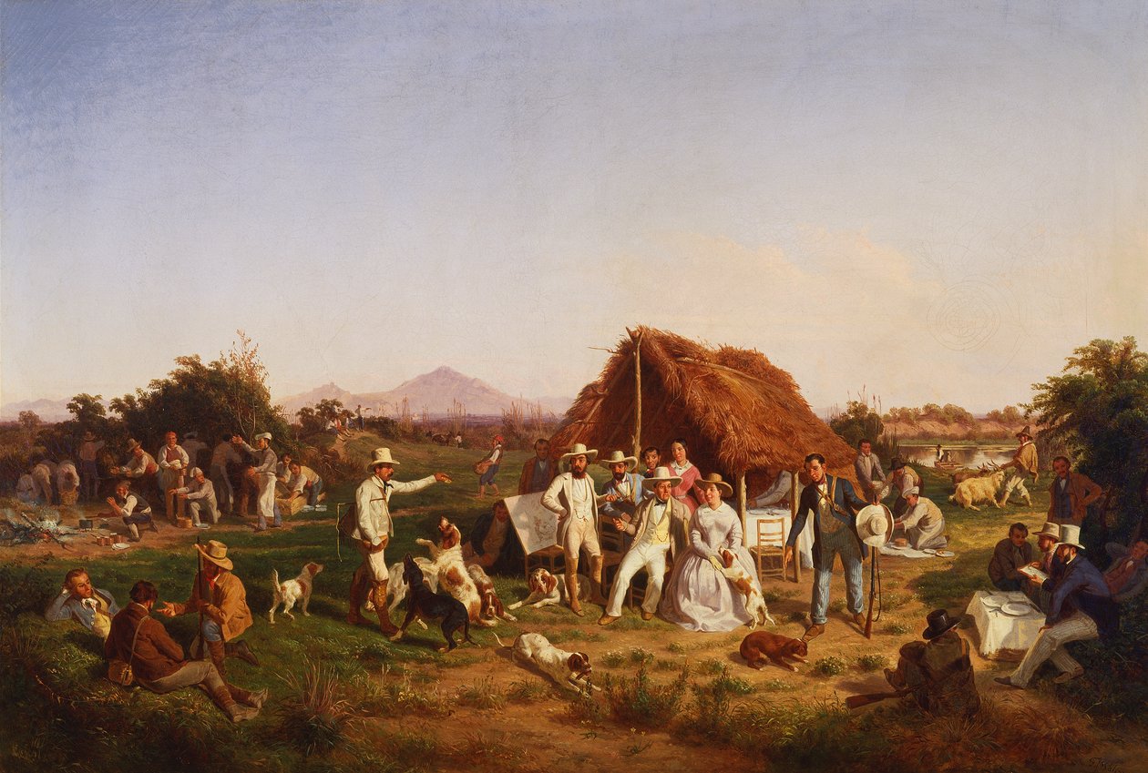 Lovecká párty s královskou rodinou Neapole (malba) od Giuseppe Palizzi