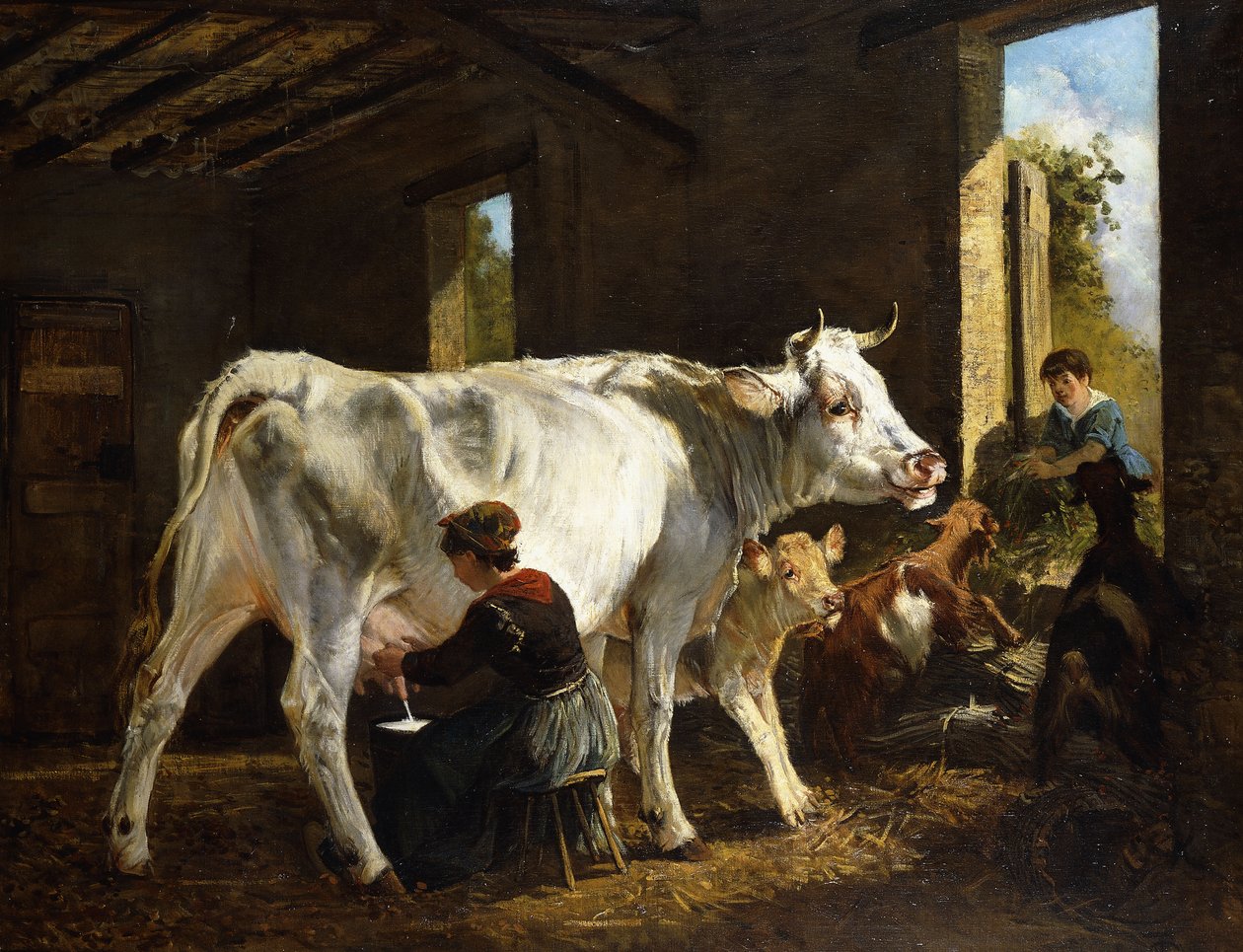 Dojení od Giuseppe Palizzi