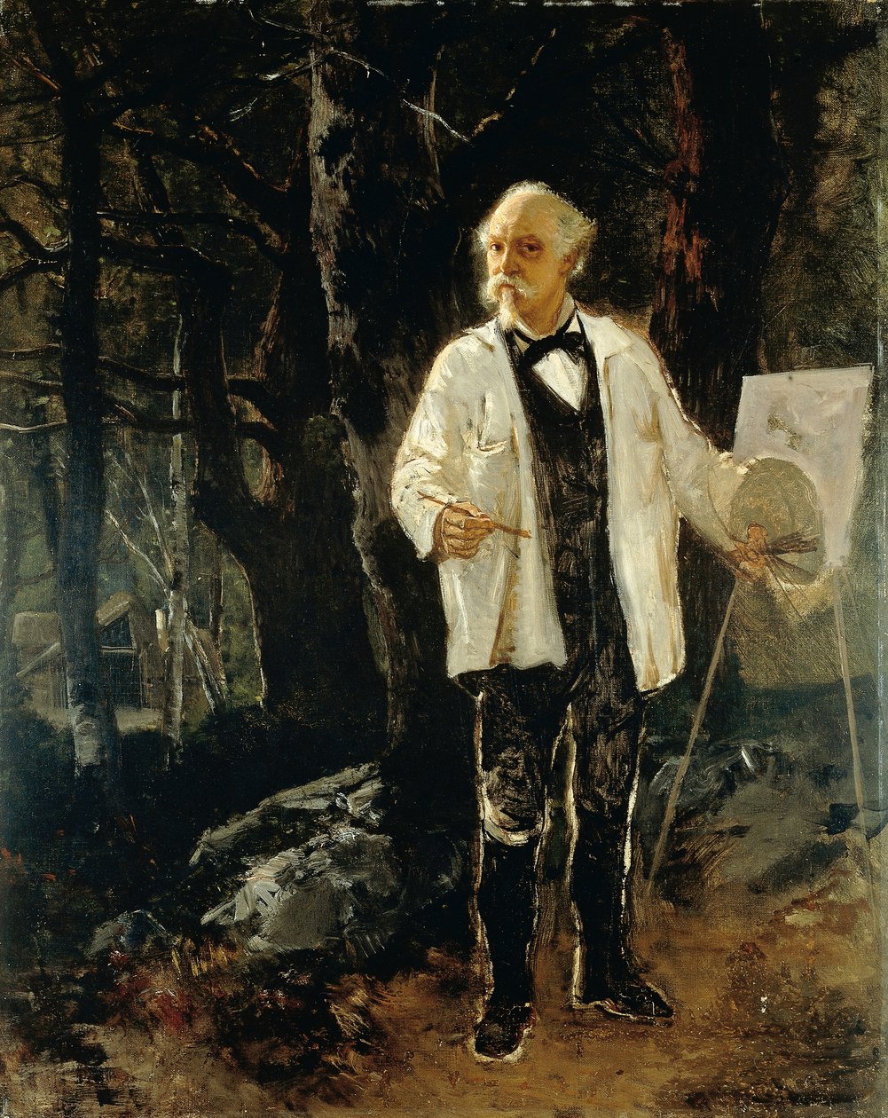 Autoportrét v lese Fontainebleau (olej na plátně) od Giuseppe Palizzi