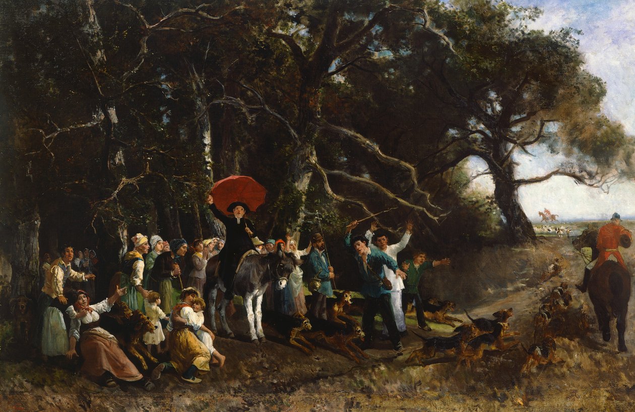 Kázání přerušeno, Giuseppe Palizzi (1812-1888), olej na plátně od Giuseppe Palizzi