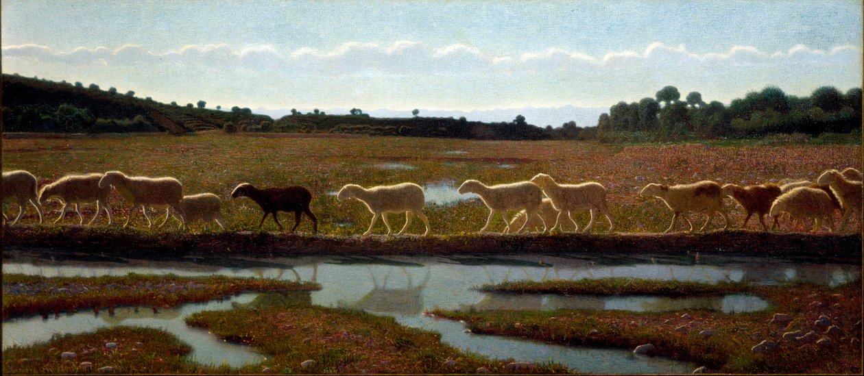 Zrcadlo života Malba Giuseppe Pellizzy da Volpeda (1868-1907) 1895-1898 Rozměr 291x132 cm Turín, Občanská galerie moderního a současného umění od Giuseppe Pellizza da Volpedo