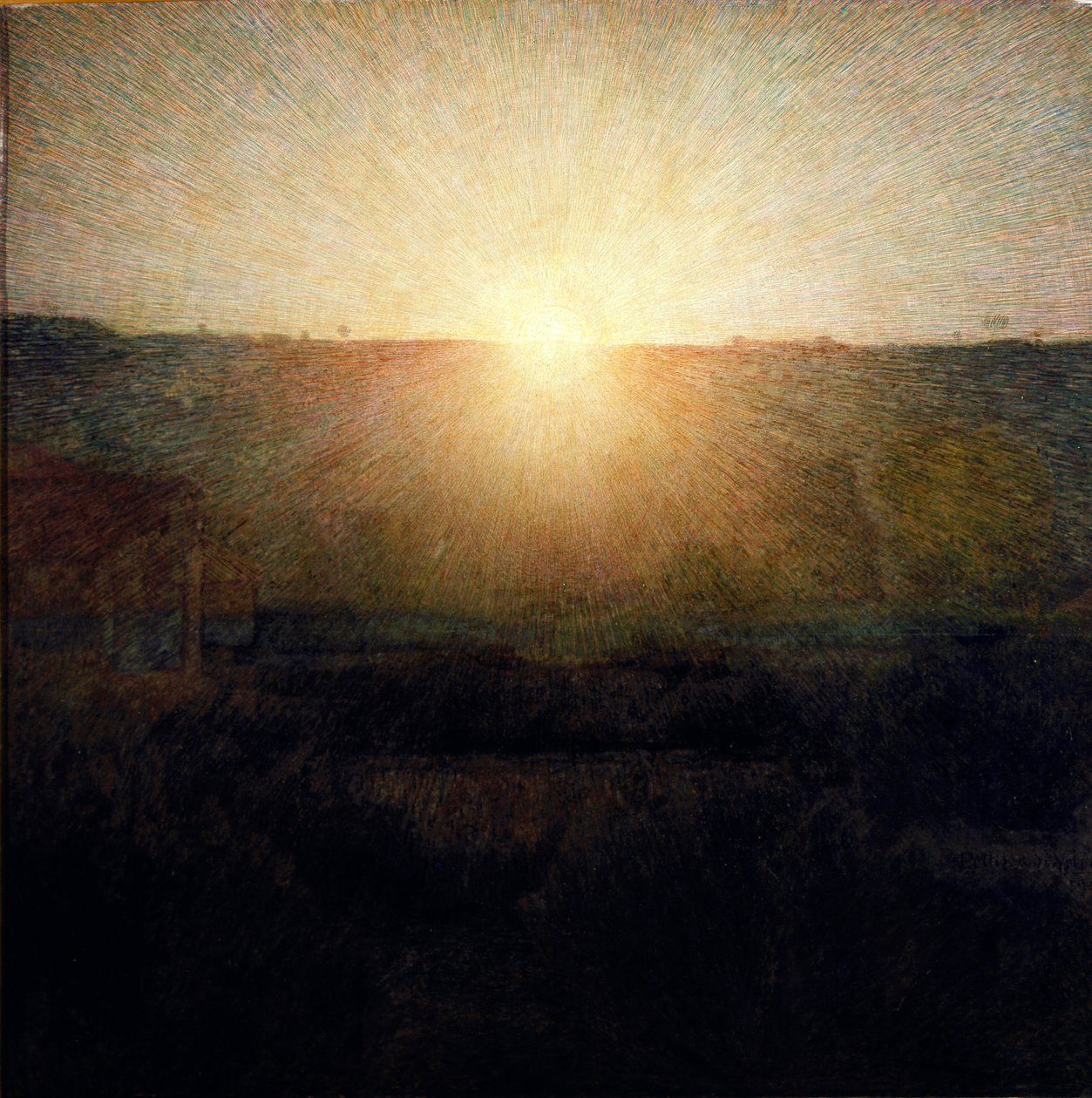 Obraz Vycházející slunce od Giuseppe Pellizzy da Volpeda (1868-1907) 1904 Rozměr.155x155 cm Římská galerie moderního umění od Giuseppe Pellizza da Volpedo