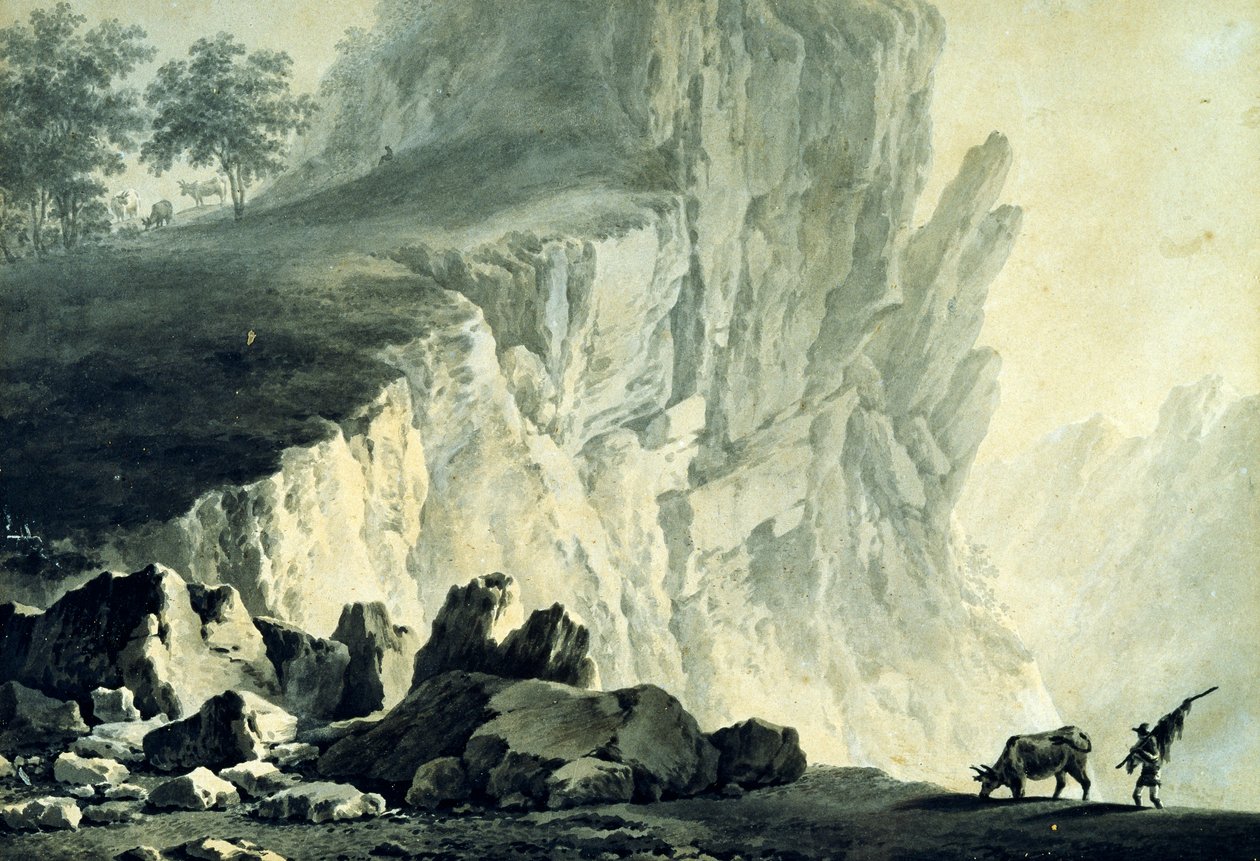 Horská krajina, Giuseppe Pietro Bagetti (1764-1831), 24x32 cm od Giuseppe Pietro Bagetti