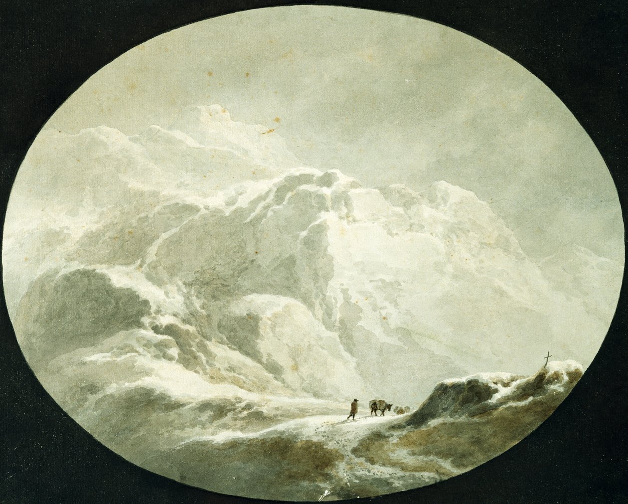 Zasněžený alpský průsmyk, Giuseppe Pietro Bagetti (1764-1831) od Giuseppe Pietro Bagetti